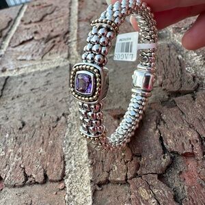 Lagos Rittenhouse Silver and Gold Bracelet with amethyst. NWT